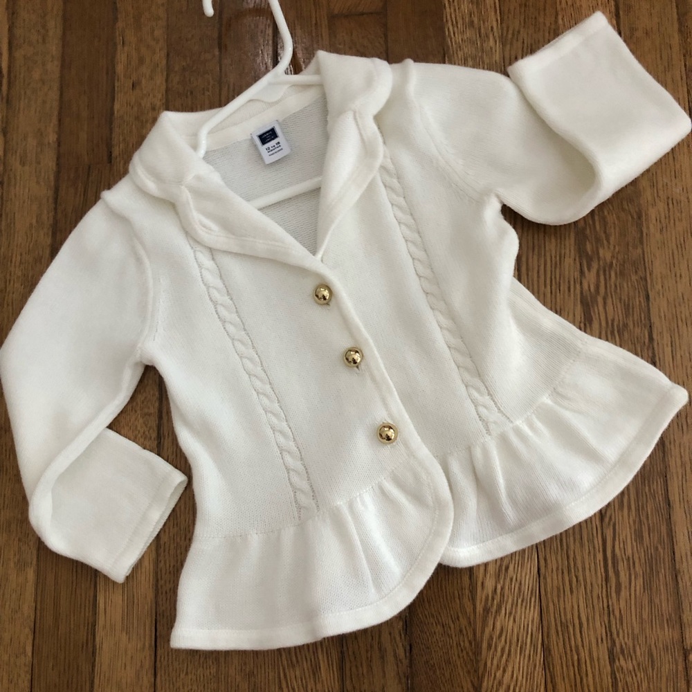 Janie and Jack ivory collar cotton cardigan sweater girls 12-18 months
